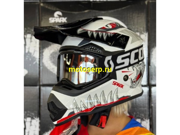 Купить  Шлем Кросс (Детский) SPARX Jet Monster белый ЛЮМИНИСЦЕНТНЫЙ р-р YM (шт) (CK купить с доставкой по Москве и России, цена, технические характеристики, комплектация фото  - motoserp.ru