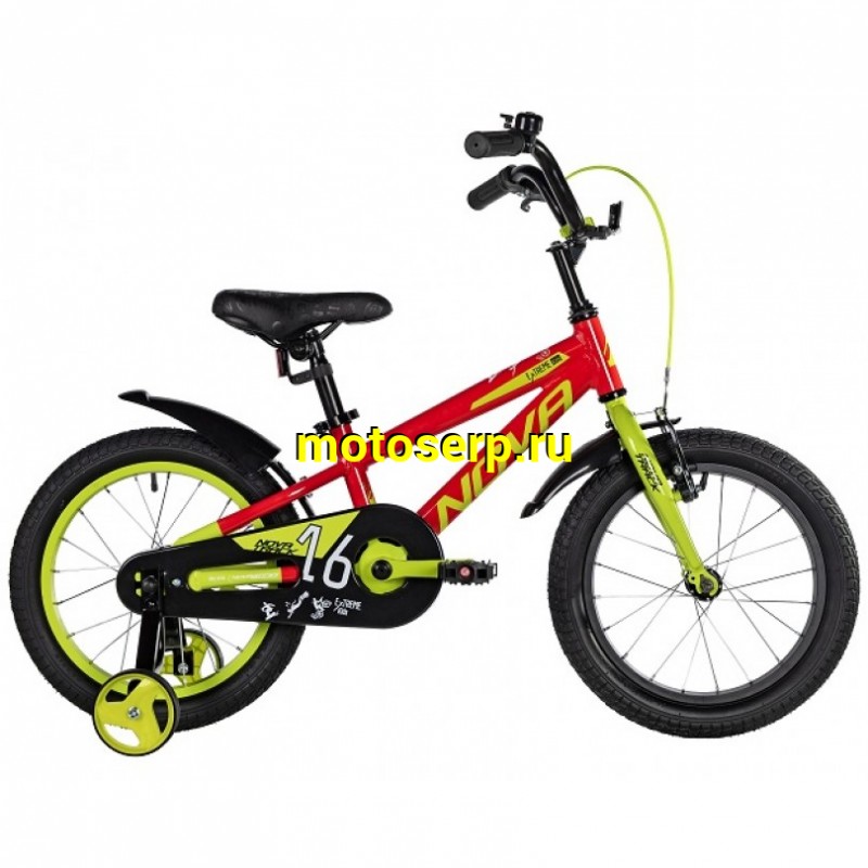 Купить  16" NOVATRACK EXTREME красный (НОВАТРЕК ЭКСТРИМ) 16"; 1ск ; рама-алюм; тормоз-V-Brake (шт) (ART (M купить с доставкой по Москве и России, цена, технические характеристики, комплектация фото  - motoserp.ru