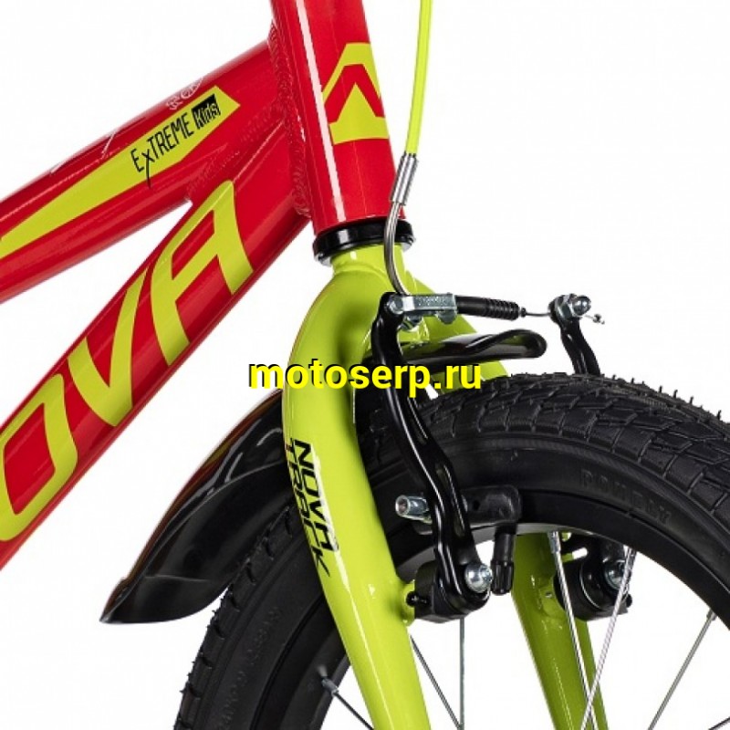 Купить  16" NOVATRACK EXTREME красный (НОВАТРЕК ЭКСТРИМ) 16"; 1ск ; рама-алюм; тормоз-V-Brake (шт) (ART (M купить с доставкой по Москве и России, цена, технические характеристики, комплектация фото  - motoserp.ru