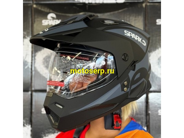 Купить  Шлем Кросс SPARX dual sport (мотард) Matador (JK802) черный/серый матовый р-р XL (шт) (CK купить с доставкой по Москве и России, цена, технические характеристики, комплектация фото  - motoserp.ru