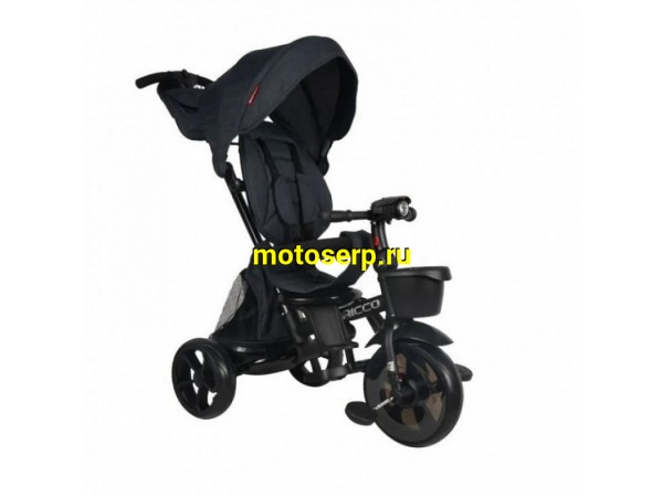 Купить  Велосипед TECH TEAM Ricco черный 3-х колес с ручкой, полукруглым капюшоном, надувные колеса перед: 12"/ зад: 10" (шт) (ART купить с доставкой по Москве и России, цена, технические характеристики, комплектация фото  - motoserp.ru