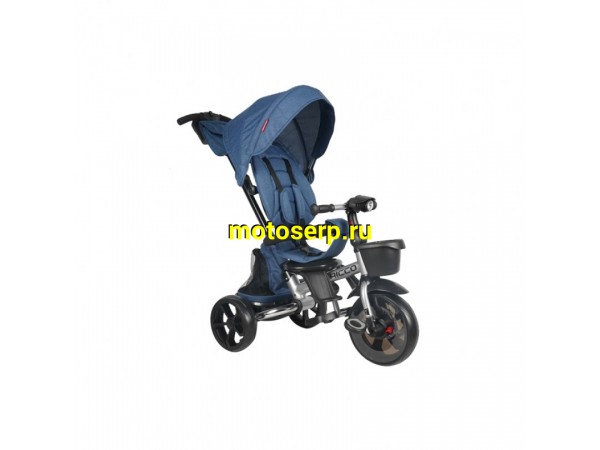 Купить  Велосипед TECH TEAM Ricco синий 3-х колес с ручкой, полукруглым капюшоном, надувные колеса перед: 12"/ зад: 10" (шт) (ART купить с доставкой по Москве и России, цена, технические характеристики, комплектация фото  - motoserp.ru