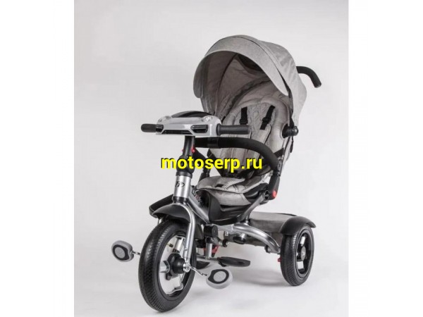 Купить  Велосипед TECH TEAM LUXURY серый 3-х колес с ручкой, полукруглым капюшоном, надувные колеса перед: 12"/ зад: 10" (шт) (ART купить с доставкой по Москве и России, цена, технические характеристики, комплектация фото  - motoserp.ru