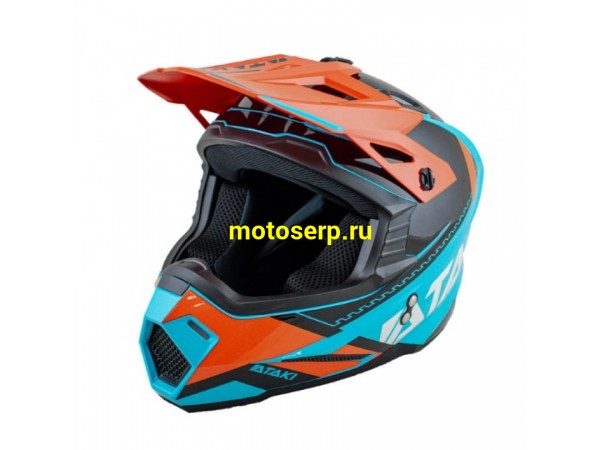 Купить  Шлем Кросс Ataki JK801 Valor оранжевый/голубой глянцевый р-р M  (шт)  (SM 941-6686 купить с доставкой по Москве и России, цена, технические характеристики, комплектация фото  - motoserp.ru