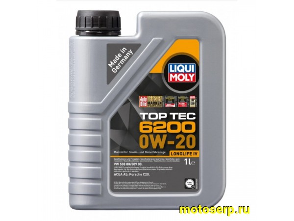 Купить  Масло LiquiMoly TopTec 6200 0W-20 C5 1L синт (шт) (LM 20787 купить с доставкой по Москве и России, цена, технические характеристики, комплектация фото  - motoserp.ru
