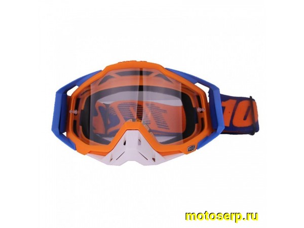 Купить  Очки мото Кросс 100% синий, оранжевый, белый (реплика) (шт) (О-N купить с доставкой по Москве и России, цена, технические характеристики, комплектация фото  - motoserp.ru