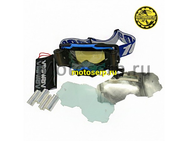 Купить  Очки мото Кросс 100% MX ARMEGA Blue с перемоткой (4 бабины в комплекте) (реплика) (шт) (Кокурин купить с доставкой по Москве и России, цена, технические характеристики, комплектация фото  - motoserp.ru