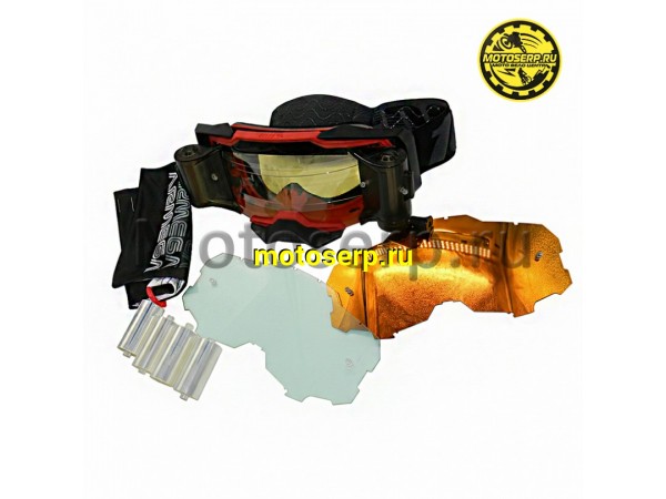 Купить  Очки мото Кросс 100% MX ARMEGA Red-Black с перемоткой (4 бабины в комплекте) (реплика) (шт) (Кокурин  купить с доставкой по Москве и России, цена, технические характеристики, комплектация фото  - motoserp.ru