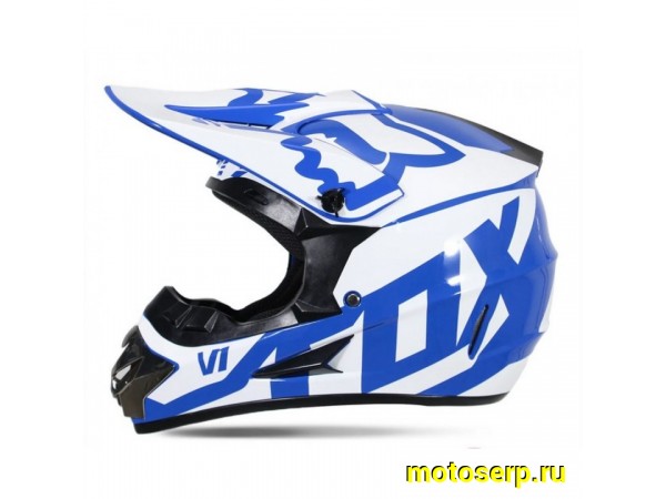 Купить  Шлем Кросс WTcx FOX (L) белый, синий (шт) (O-N купить с доставкой по Москве и России, цена, технические характеристики, комплектация фото  - motoserp.ru