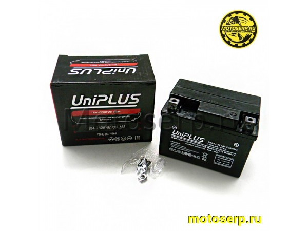 Купить  Аккумулятор 12в  4а (113x70x89) YB4L-B, YB4L-A, YTX4L-BS UniPlus EB4-3 (шт) (UniPlus EB4-3 купить с доставкой по Москве и России, цена, технические характеристики, комплектация фото  - motoserp.ru