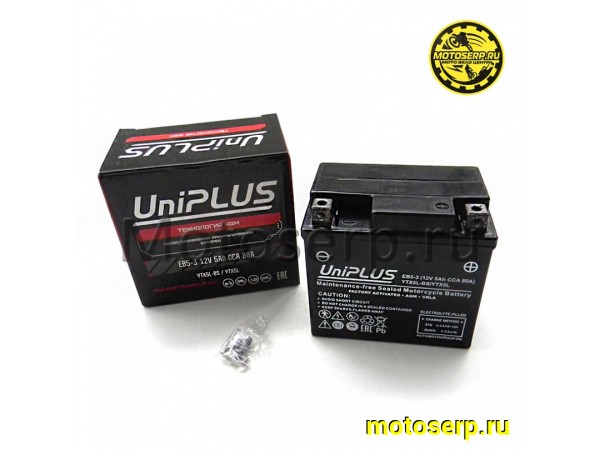 Купить  Аккумулятор 12в  5а (114х70х106) YTX5L-BS,YTZ7S UniPlus EB5-3 (шт) (UniPlus EB5-3 купить с доставкой по Москве и России, цена, технические характеристики, комплектация фото  - motoserp.ru