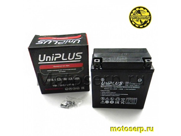 Купить  Аккумулятор 12в 10а (137/77/135) YB9A-A, YB9-B, 12N9-4B-1 UniPlus EB9A-4 (высокий) (шт) (UniPlus EB9A-4 купить с доставкой по Москве и России, цена, технические характеристики, комплектация фото  - motoserp.ru