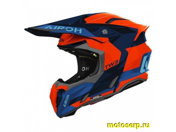 Купить  Шлем Кросс AIROH TWIST 3.0 FANCY Orange/Blue Gloss (XL) (шт) (AIM TW3F18-XL купить с доставкой по Москве и России, цена, технические характеристики, комплектация фото  - motoserp.ru