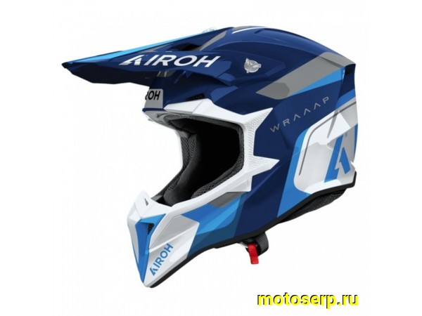 Купить  Шлем Кросс AIROH WRAAAP CONQUER Blue Glossy (S) (шт) (AIROH WRAC18-S купить с доставкой по Москве и России, цена, технические характеристики, комплектация фото  - motoserp.ru