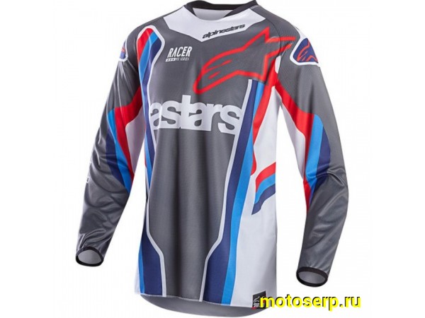 Купить  Джерси (футболка для мотокросса) V-RUS AlpineStars Racer (цвет: серый/белый) (5XL) (шт) (МотоЯ купить с доставкой по Москве и России, цена, технические характеристики, комплектация фото  - motoserp.ru