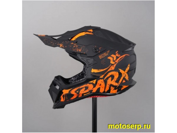 Купить  Шлем Кросс SPARX Raptor River черный/оранжевый матовый р-р M (шт) (CK купить с доставкой по Москве и России, цена, технические характеристики, комплектация фото  - motoserp.ru