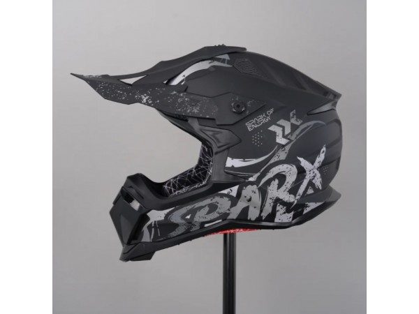 Купить  Шлем Кросс SPARX Raptor River черный/серый матовый р-р S (шт) (CK купить с доставкой по Москве и России, цена, технические характеристики, комплектация фото  - motoserp.ru