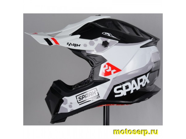 Купить  Шлем Кросс SPARX Raptor Titan серый/красный (черный/белый) глянцевый р-р XXL (шт) (CK купить с доставкой по Москве и России, цена, технические характеристики, комплектация фото  - motoserp.ru