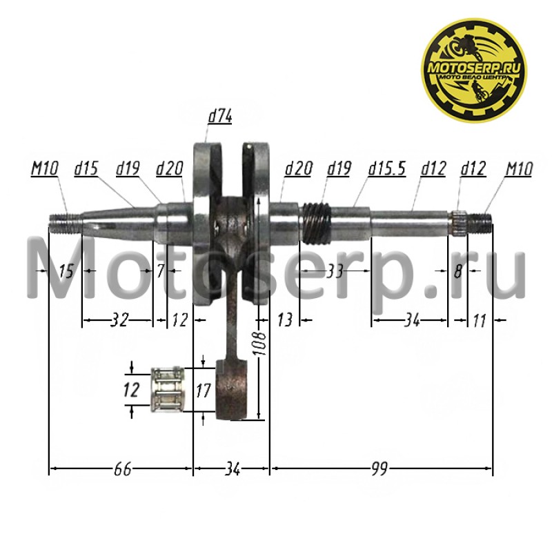 Купить  Коленвал (вал коленчатый) Honda АF-18/24 TW (шт) (R1 (К-дар 2100271 купить с доставкой по Москве и России, цена, технические характеристики, комплектация фото  - motoserp.ru