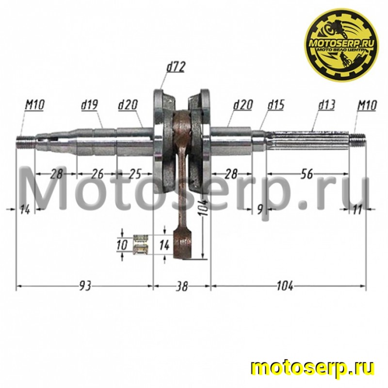 Купить  Коленвал (вал коленчатый) Yamaha JOG-50 3KJ (шт) (MT K-864 купить с доставкой по Москве и России, цена, технические характеристики, комплектация фото  - motoserp.ru