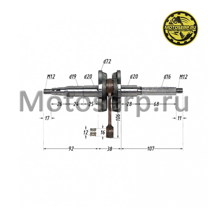 Купить  Коленвал (вал коленчатый)  1P40QMB, BWS щека D-72mm; палец d-12mm Skif Tactic и др (шт) (MT 011399 купить с доставкой по Москве и России, цена, технические характеристики, комплектация фото  - motoserp.ru