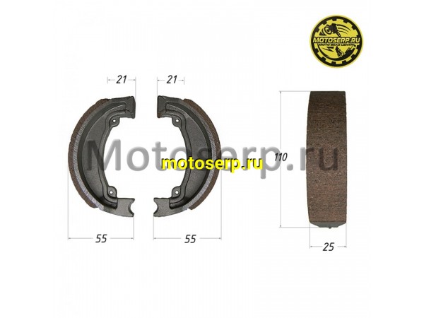 Купить  Колодки тормозные барабан d=114mm h=25mm  Stels Tactic, Skif, LEAD-90 и др. (пар) (R1 купить с доставкой по Москве и России, цена, технические характеристики, комплектация фото  - motoserp.ru