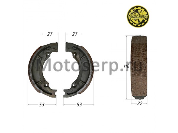 Купить  Колодки тормозные барабан d=110mm h=22mm  Patron Hobo 125 и др (пар) (MT купить с доставкой по Москве и России, цена, технические характеристики, комплектация фото  - motoserp.ru