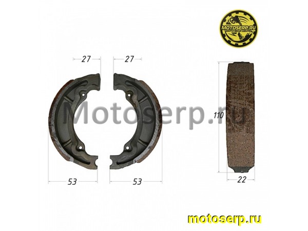 Купить  Колодки тормозные барабан d=110mm h=22mm  Patron Hobo 125 и др (пар) (MT купить с доставкой по Москве и России, цена, технические характеристики, комплектация фото  - motoserp.ru