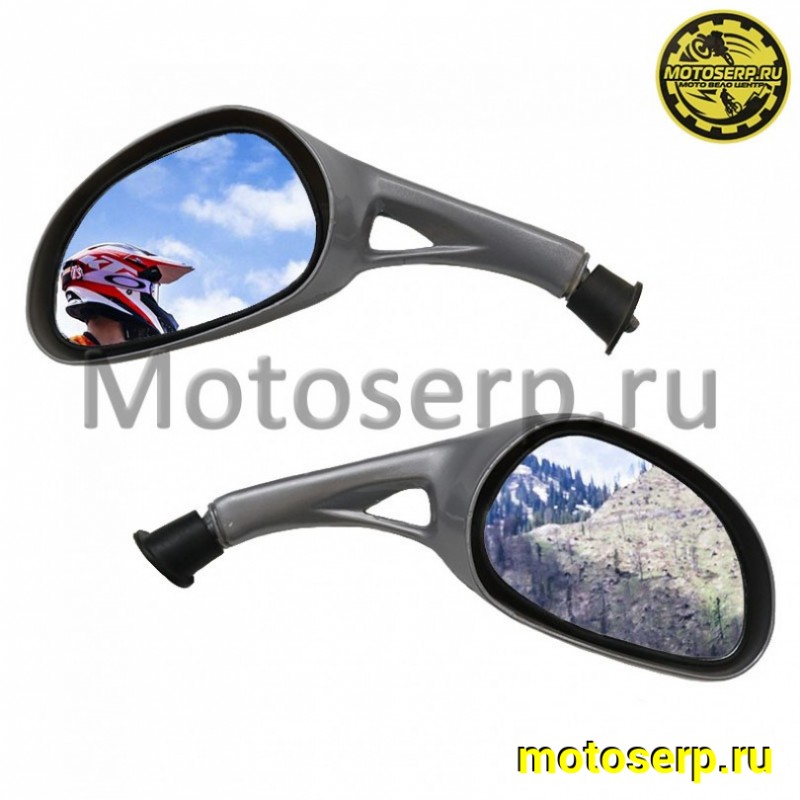 Купить  Зеркала (d-8mm, прав резьба) овал двойная стойка сереб (пар) (Дан  купить с доставкой по Москве и России, цена, технические характеристики, комплектация фото  - motoserp.ru