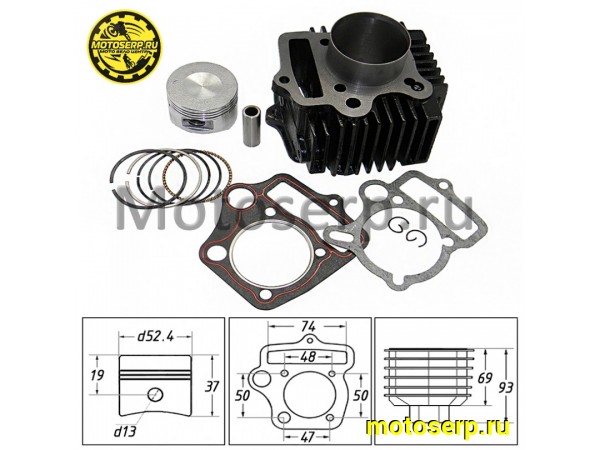 Купить  ЦПГ, поршневая группа 139FMB (152FMH) 110cc (D52,4; p-13; h-69; L-93) DELTA, Альфа (маркировка 107cc) (CN) (шт) (ML 3015 (MT V-429 купить с доставкой по Москве и России, цена, технические характеристики, комплектация фото  - motoserp.ru