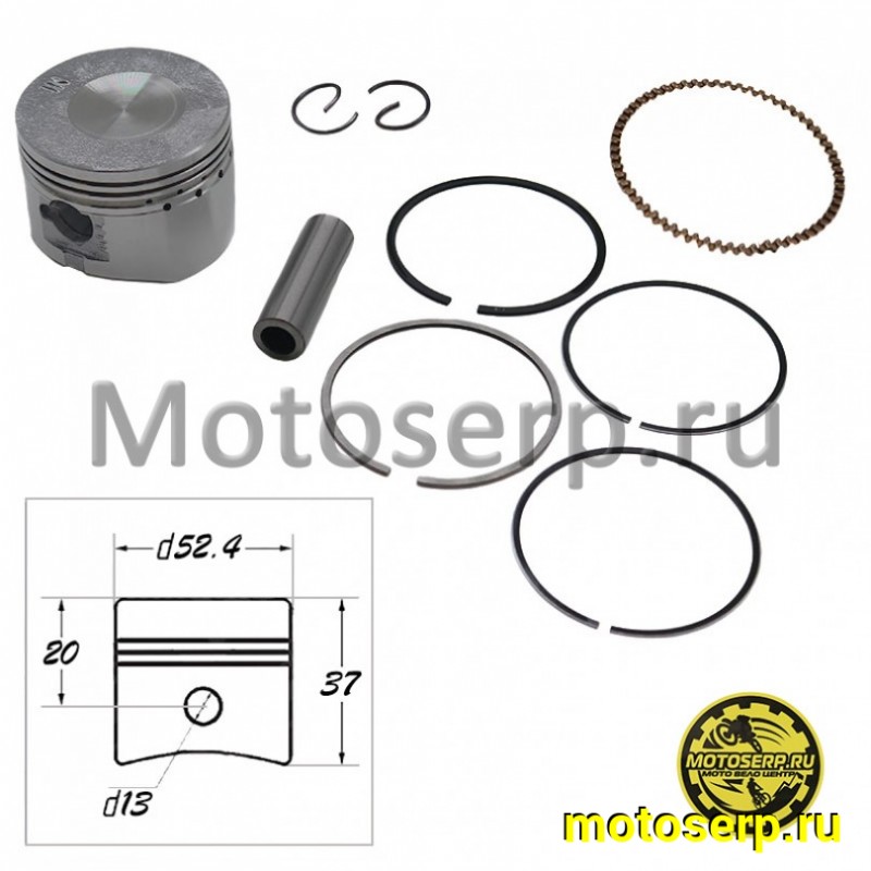 Купить  Поршень 139FMB (152FMH) D52,4; p-13; h-37mm; 110/125cc  Alpha 110, Альфа TTR125 и др (комп) (MM 15094 (Дан (R1 (TATA 10071210 (К-дар 2200324 купить с доставкой по Москве и России, цена, технические характеристики, комплектация фото  - motoserp.ru