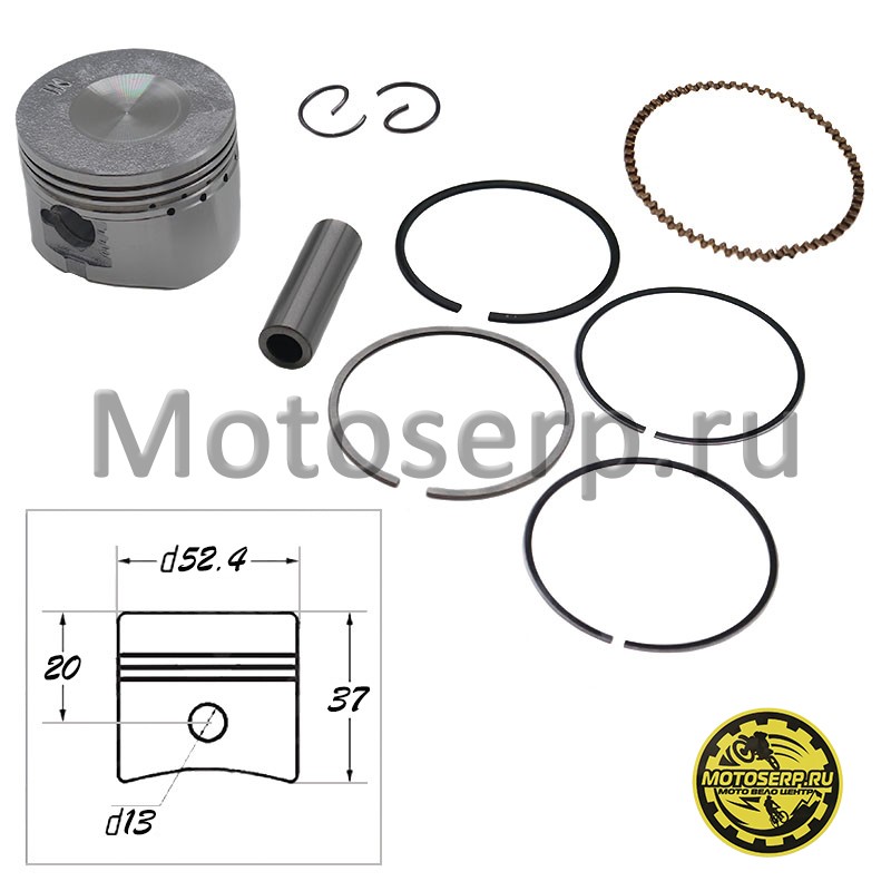 Купить  Поршень 139FMB (152FMH) D52,4; p-13; h-37mm; 110/125cc  Alpha 110, Альфа TTR125 и др (комп) (MM 15094 (Дан (R1 (TATA 10071210 (К-дар 2200324 купить с доставкой по Москве и России, цена, технические характеристики, комплектация фото  - motoserp.ru