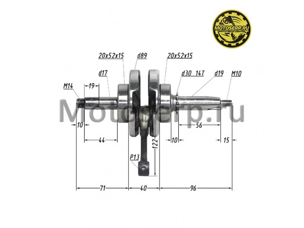 Купить  Коленвал (вал коленчатый) 139FMB (154FMH ) 125cc (h54; p13) 125cc TTR125 ММ STORM и др (шт) (MM 22210 (Дан купить с доставкой по Москве и России, цена, технические характеристики, комплектация фото  - motoserp.ru