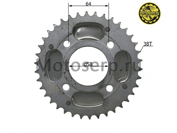 Купить  Звезда ведомая голая (венец) (428-38) (428-38T D-58mm, 4x64mm) Cobra 125 и др. (шт) (MM 19329 купить с доставкой по Москве и России, цена, технические характеристики, комплектация фото  - motoserp.ru