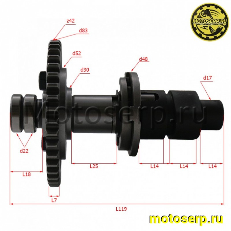 Купить  Распредвал CF 500 в сборе со звездой (шт) (MP 0180-024100 купить с доставкой по Москве и России, цена, технические характеристики, комплектация фото  - motoserp.ru