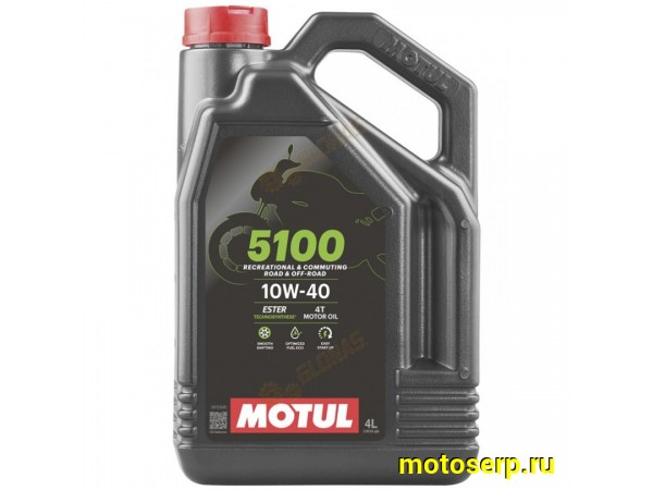 Купить  Масло MOTUL 5100 10W40 для мотоц и мопедов с мех к.п. 4 так.п/синт.4л (шт) (MOTUL 112859 купить с доставкой по Москве и России, цена, технические характеристики, комплектация фото  - motoserp.ru
