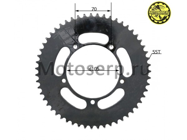 Купить  Звезда ведомая голая (венец) (420-55) (420-55T D-105mm, 5x70mm) Trigger (шт) (0 купить с доставкой по Москве и России, цена, технические характеристики, комплектация фото  - motoserp.ru
