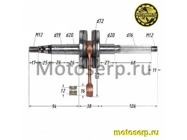Купить  Коленвал (вал коленчатый)  1E52QMG 100cc пал d-12mm. Tactic 100 и др (шт) (R1 купить с доставкой по Москве и России, цена, технические характеристики, комплектация фото  - motoserp.ru