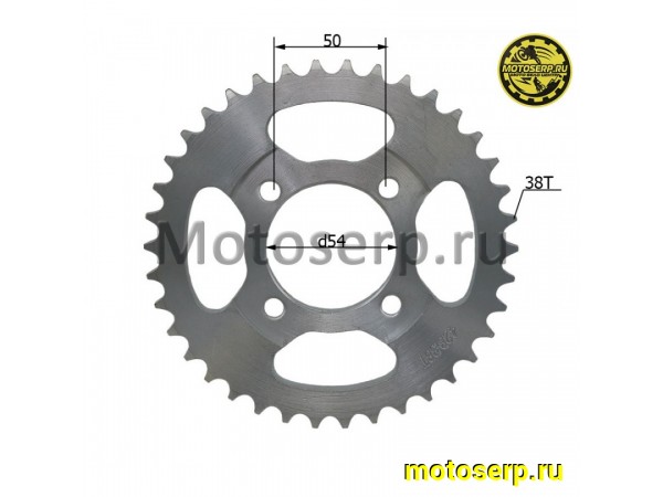 Купить  Звезда ведомая голая (венец) (428-38) (428-38T D-54mm, 4x50mm) Delta, Alpha, Альфа (шт) (Дан (MOTO-SKUTER 8218 купить с доставкой по Москве и России, цена, технические характеристики, комплектация фото  - motoserp.ru
