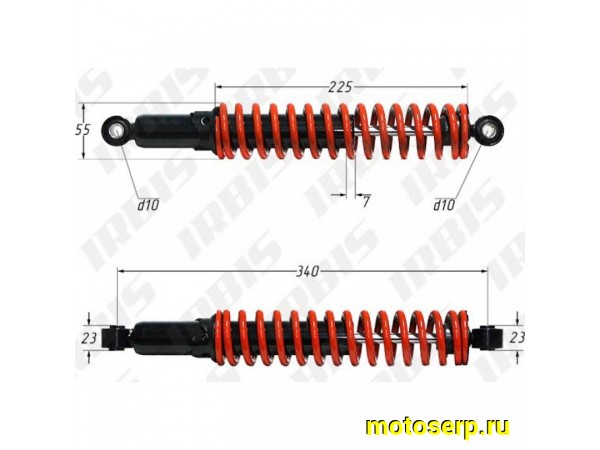 Купить  ====Амортизатор задний (L-340mm,D-10mm,d-10mm) KA-800 (с преднатягом пружины) KIYOSHI (шт) (0 купить с доставкой по Москве и России, цена, технические характеристики, комплектация фото  - motoserp.ru