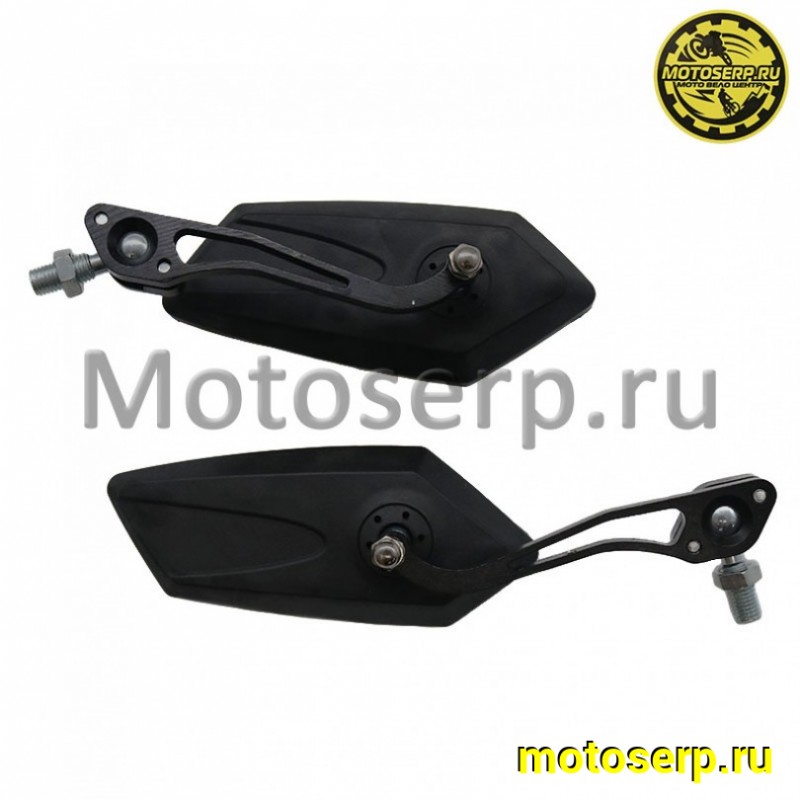 Купить  Зеркала (d-10mm, прав резьба) квадрат Черные (пар)  (0 купить с доставкой по Москве и России, цена, технические характеристики, комплектация фото  - motoserp.ru