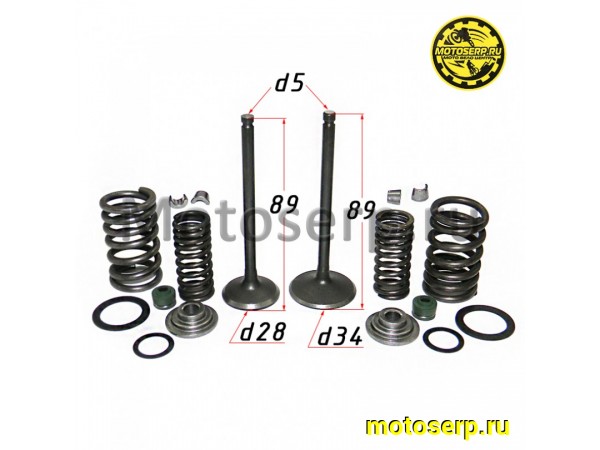 Купить  Клапан 169FMM (впуск/выпуск) (D-34mm, d-28mm, L-89mm, l-89mm, T-5mm, t-5mm) CB250 TTR250 и др (пар) (ML 5211 купить с доставкой по Москве и России, цена, технические характеристики, комплектация фото  - motoserp.ru