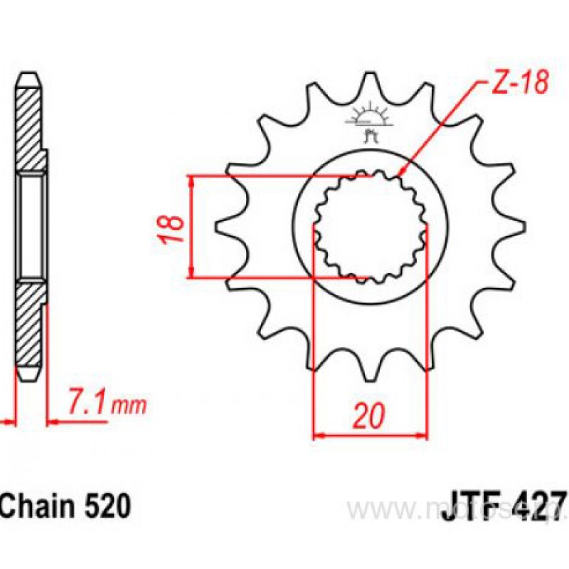 Купить  Звезда передняя (ведущая) JTF427.13  SUNSTAR 13 зубьев 32213 стальная JP (шт) DK 21-01651 купить с доставкой по Москве и России, цена, технические характеристики, комплектация фото  - motoserp.ru