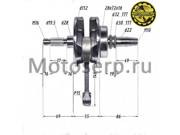 Купить  Коленвал (вал коленчатый) 166FMM, 165FMM (CB250) p-15mm (верхн. распредв) (под цепь) (шт) (MM 92376 (MOTO-SKUTER 12780 купить с доставкой по Москве и России, цена, технические характеристики, комплектация фото  - motoserp.ru