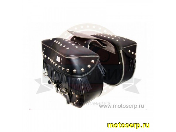 Купить  Кофры боковые - Сумки кожаные седельные  (2шт, стиль "Чоппер") С БАХРОМОЙ (комп) (MM 91379 купить с доставкой по Москве и России, цена, технические характеристики, комплектация фото  - motoserp.ru