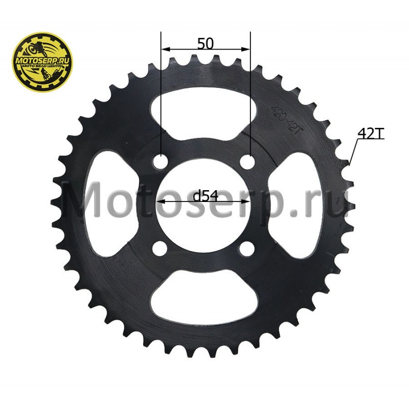 Купить  Звезда ведомая голая (венец) (420-42) (420-42T D-54mm, 4x50mm) Delta "DGH" (шт) (Дан купить с доставкой по Москве и России, цена, технические характеристики, комплектация фото  - motoserp.ru