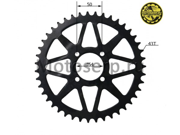 Купить  Звезда ведомая голая (венец) (520-43) (520-43T D-54mm, 4x50mm) KAYO T2, K1, K2  малая ступица (шт) (ML 6903 (ML 9466 купить с доставкой по Москве и России, цена, технические характеристики, комплектация фото  - motoserp.ru