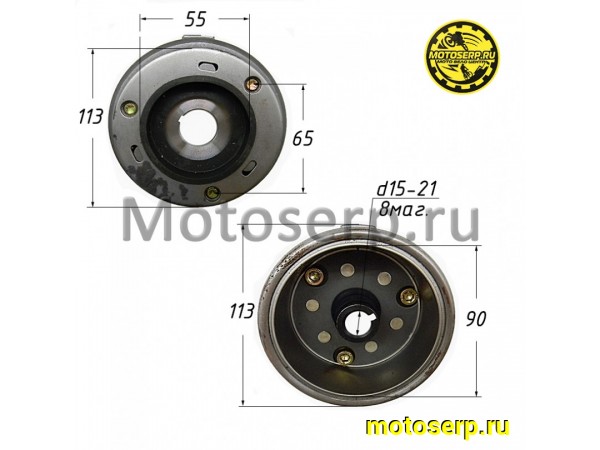 Купить  Ротор генератора (магнит, маховик) 156FMI (CG125D) 162FMJ (CG150D) 162FMJ-B (CG150D-B) (d=90mm, 8 магнитов)  (шт) (ML 6687 купить с доставкой по Москве и России, цена, технические характеристики, комплектация фото  - motoserp.ru