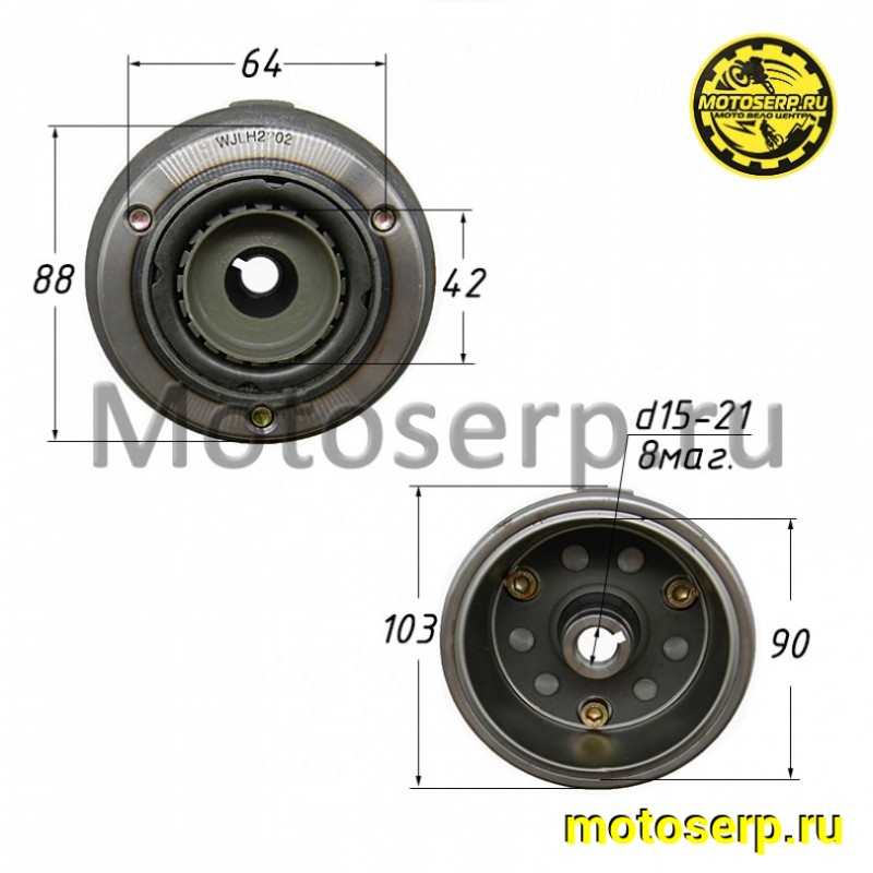 Купить  Ротор генератора (магнит, маховик) 165FML, 165FMM, 163FML, 167FMM (d=90mm,8 магн) (шт) (ML 6680 (Regul 100104175-0002 (MOTO-SKUTER 16444 купить с доставкой по Москве и России, цена, технические характеристики, комплектация фото  - motoserp.ru
