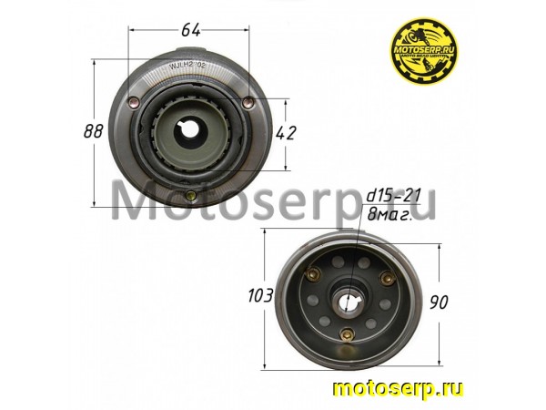 Купить  Ротор генератора (магнит, маховик) 167FML-3, 167FMM, 169FMM (d=90mm,8 магн) (шт) (ML 6681 (ZUUM 366146511102471 купить с доставкой по Москве и России, цена, технические характеристики, комплектация фото  - motoserp.ru